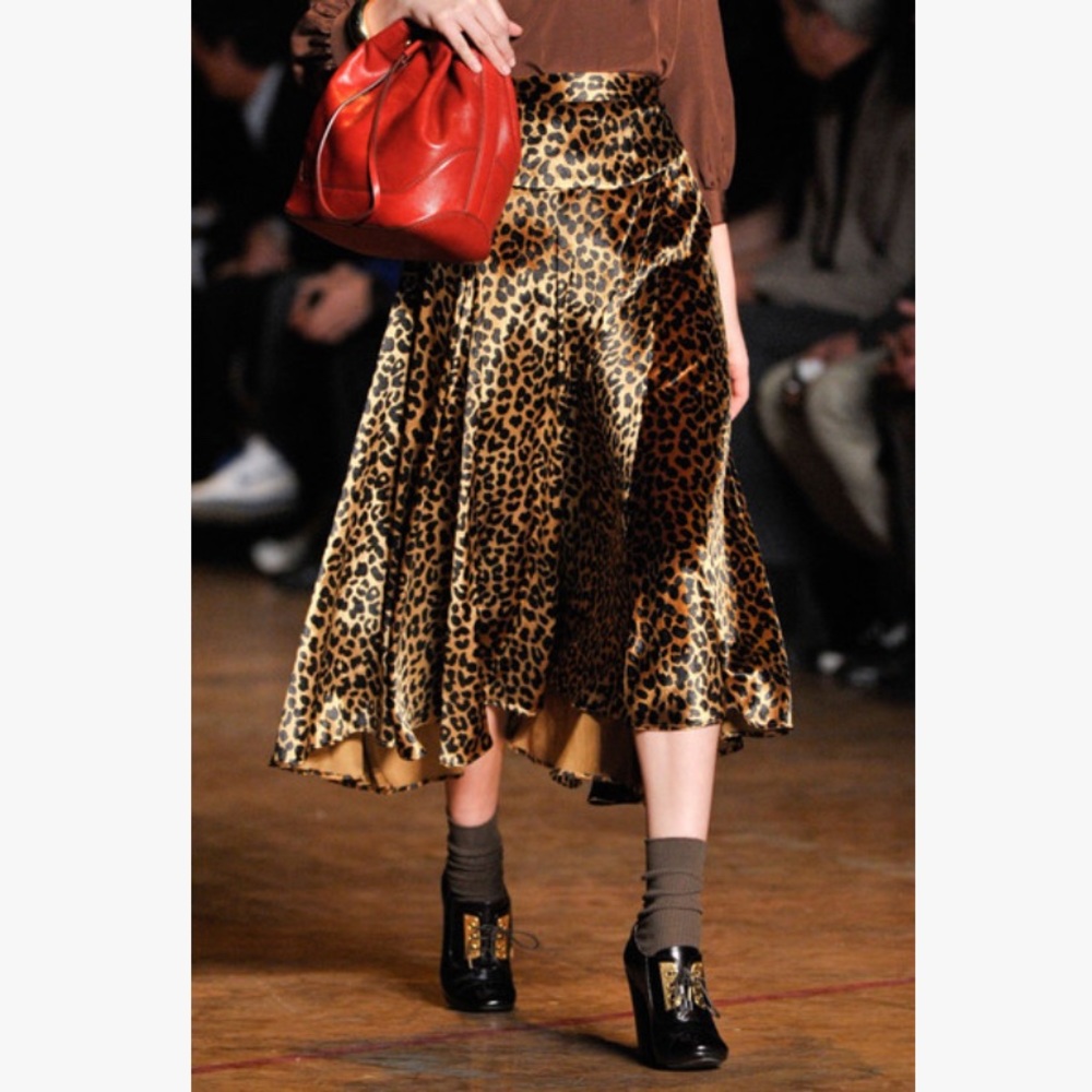 Nwt Marc By Marc Jacobs Leopard Print Midi Skirt